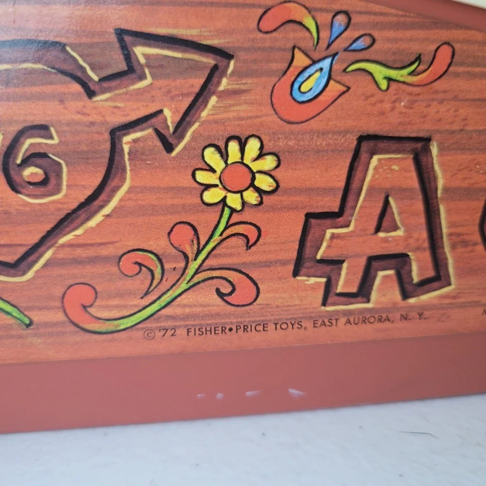 Vintage Fisher Price School Days Desk‎ Chalk Magnetic Letters Stencils 1972